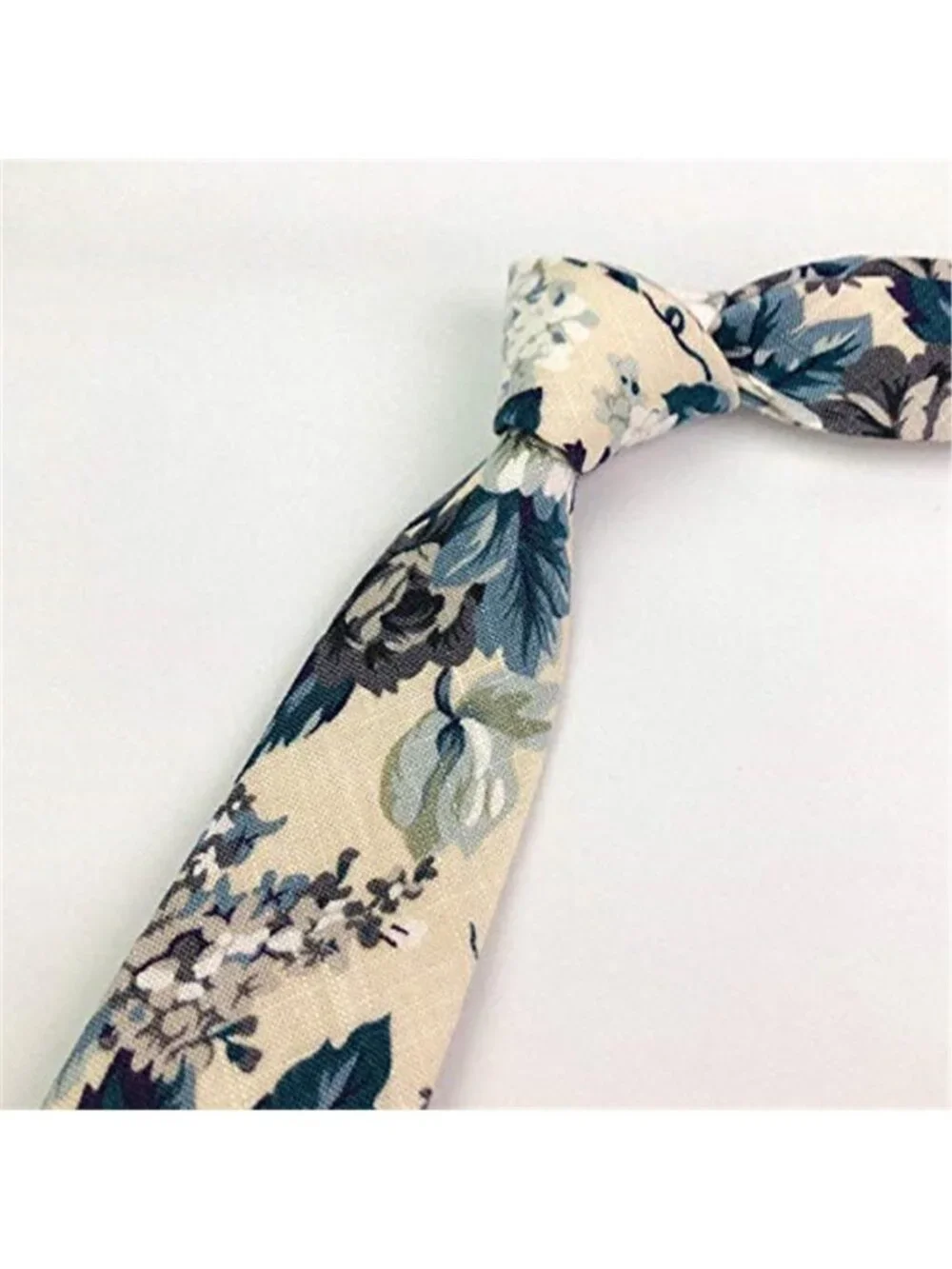 Men's Cotton Floral Neck Tie 2.56'' Printed Skinny Tie